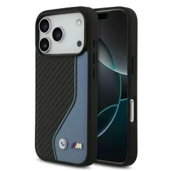 Bmw Iphone 17 Pro Case - Carbon With Color Stitching - Black And Blue
